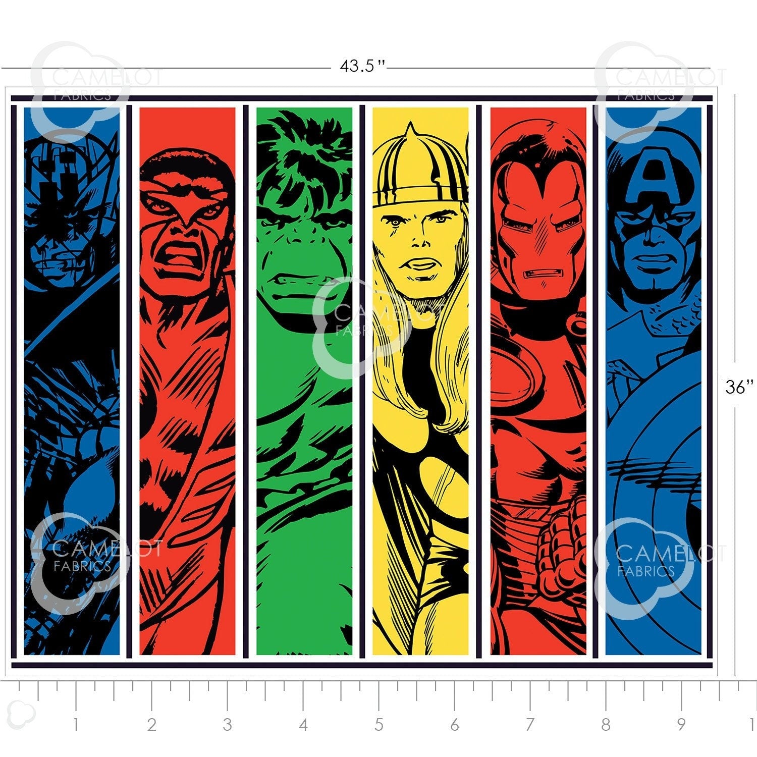 Marvel Comics Avengers Team Up Panel Fabric, Sold by the Panel