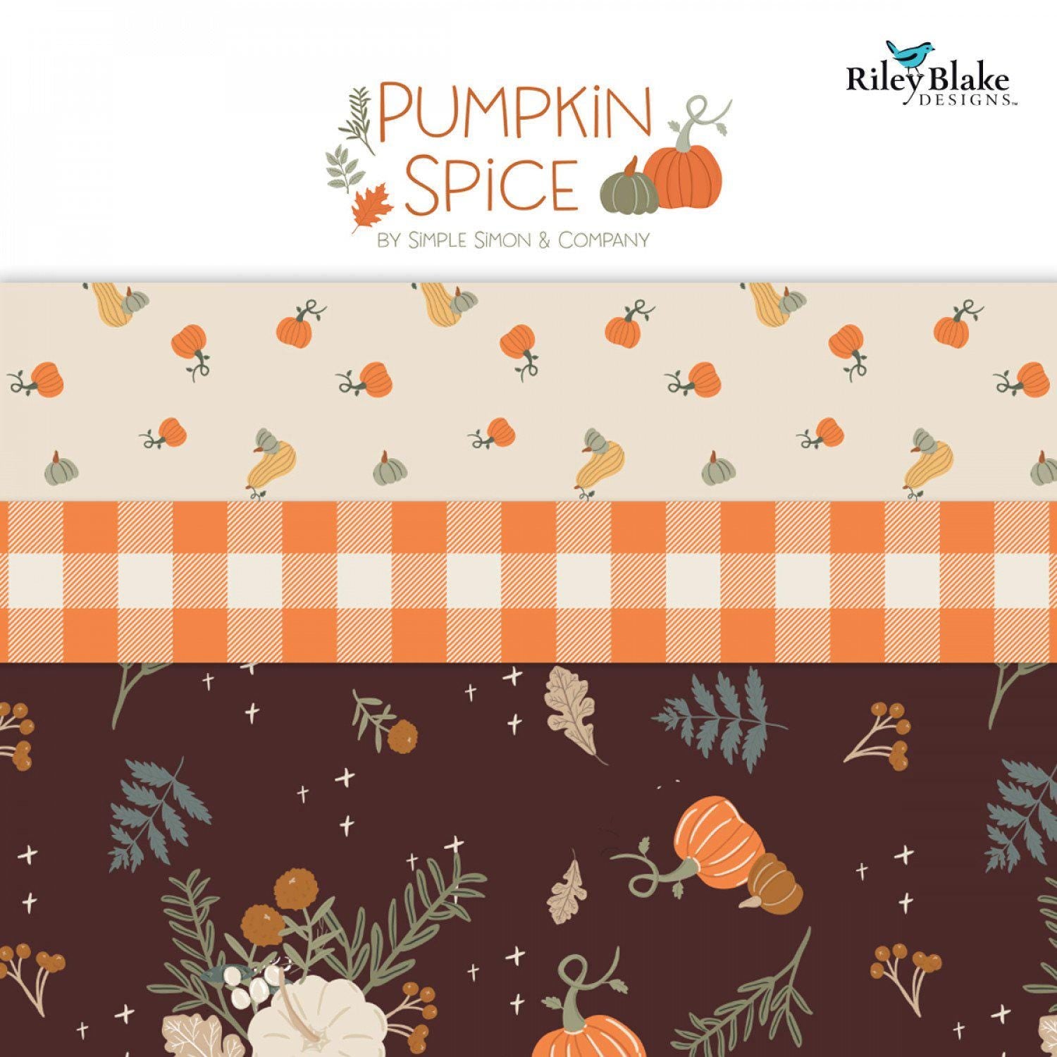 Riley Blake Simple Simon & Co Pumpkin Spice - Full Collection - Precuts - Charm Pack - 5" Squares - 100% Quilting Cotton - 40ct