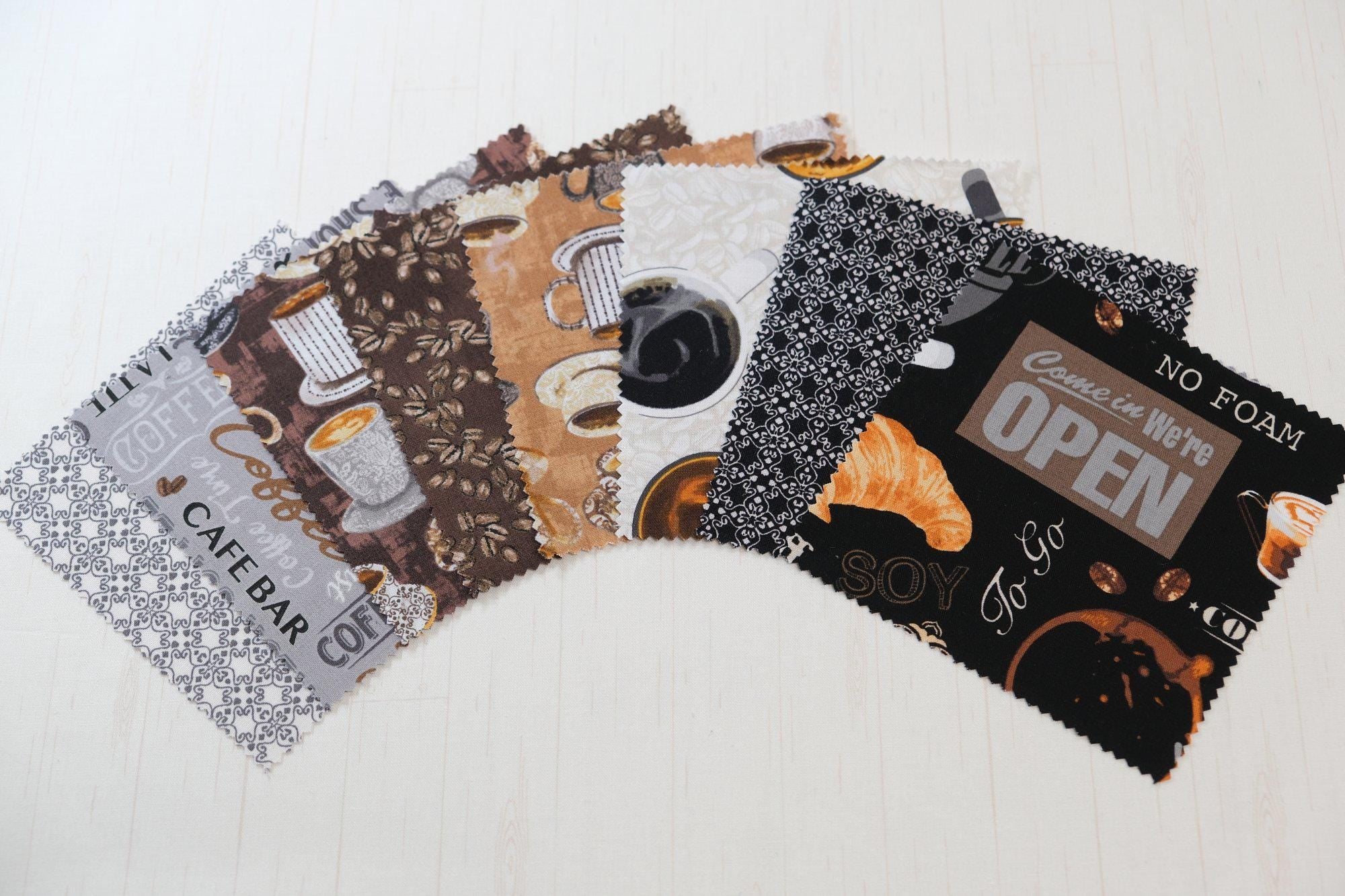 Coffee Connoisseur by Jean Plout Northcott - Curated Collection - Precuts - Charm Pack - 5" Squares - 100% Quilting Cotton - 42ct