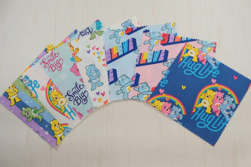 Care Bears - Curated Collection - Precuts - Charm Pack - 5" Squares - 100% Quilting Cotton - 42ct