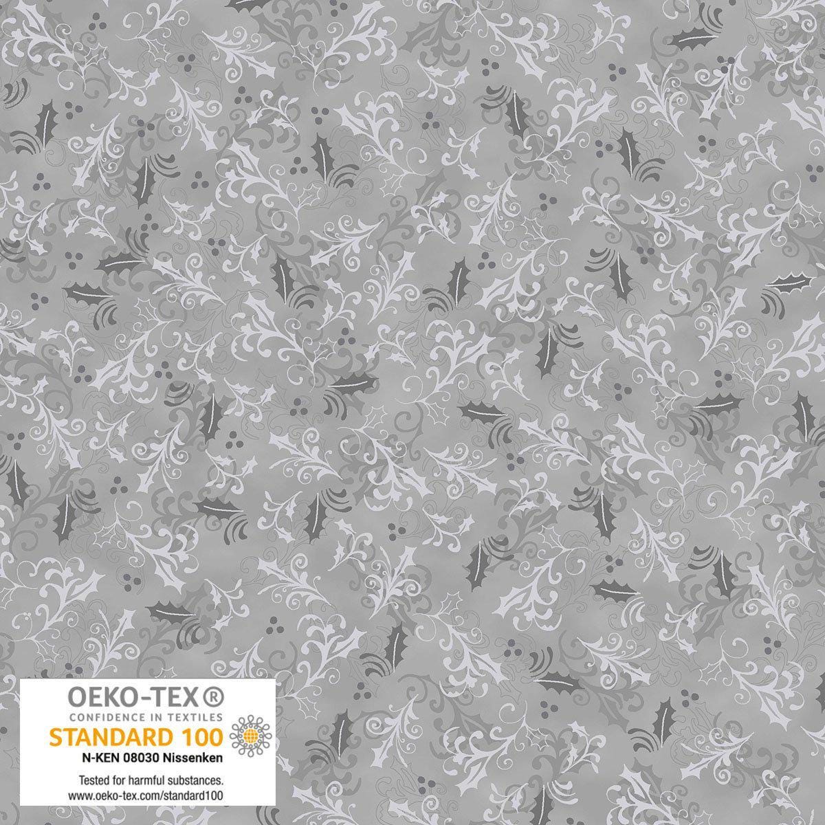 Stof Christmas - Black, Gray, White w/Metallic Silver Curation - Precuts - Mini Charm Pack - 2.5" Squares - 100% Quilting Cotton - 42ct