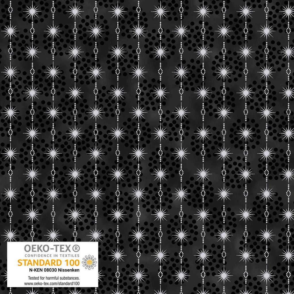 Stof Christmas - Black, Gray, White w/Metallic Silver Curation - Precuts - Mini Charm Pack - 2.5" Squares - 100% Quilting Cotton - 42ct