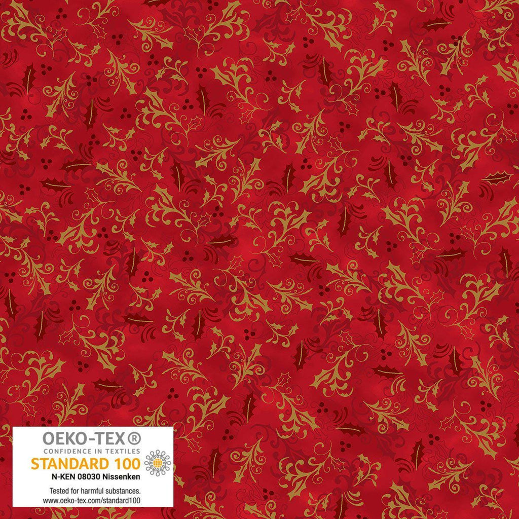 Stof Christmas - Red w/Metallic Gold Curation - Precuts - Charm Pack - 5" Squares - 100% Quilting Cotton - 42ct