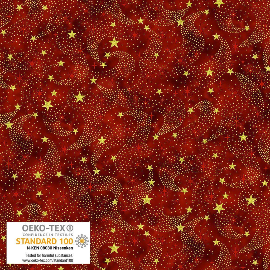 Stof Christmas - Red w/Metallic Gold Curation - Precuts - Charm Pack - 5" Squares - 100% Quilting Cotton - 42ct