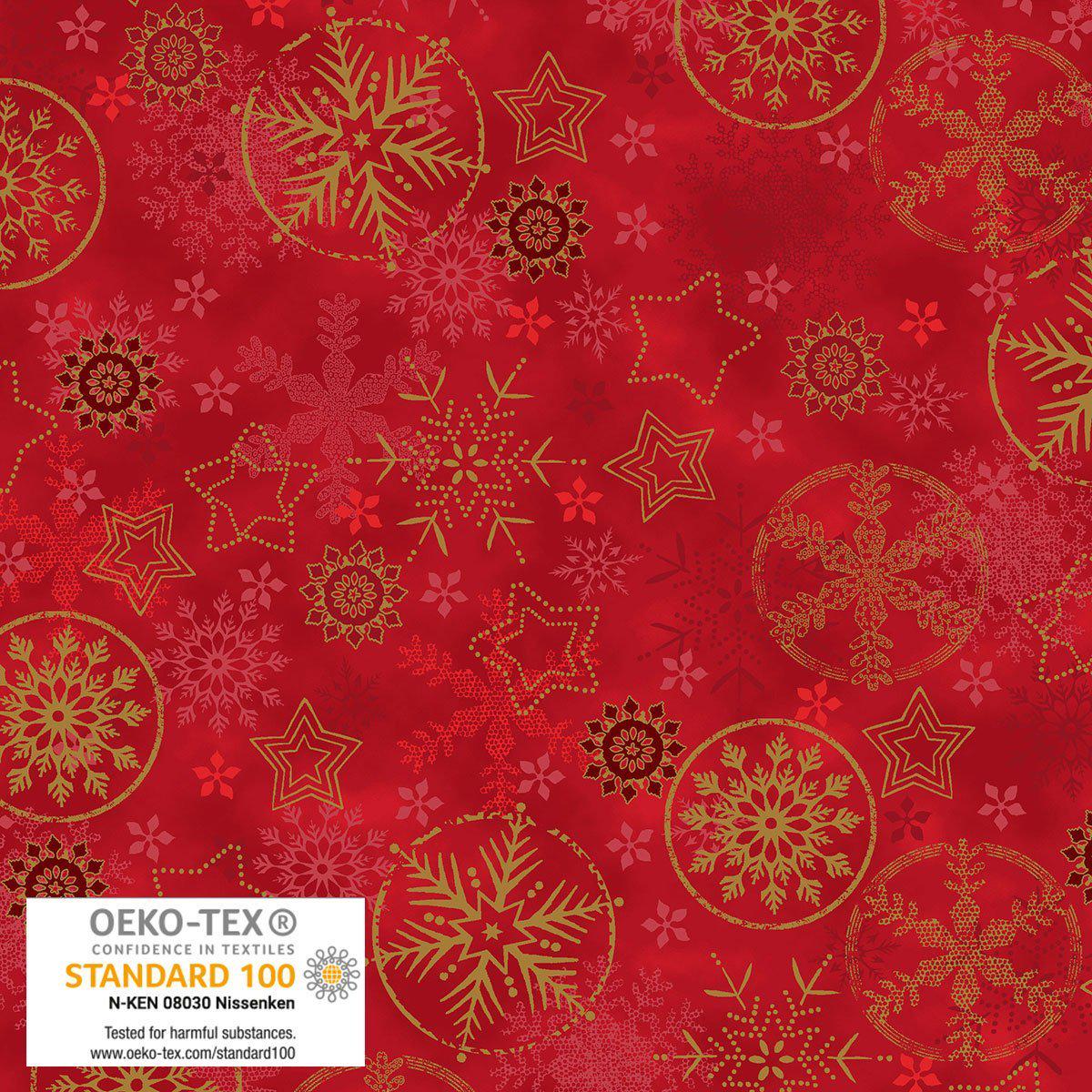 Stof Christmas - Red w/Metallic Gold Curation - Precuts - Charm Pack - 5" Squares - 100% Quilting Cotton - 42ct