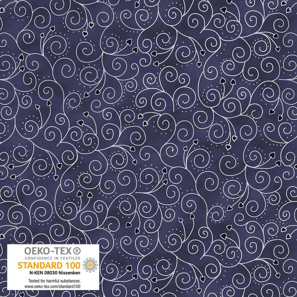 Stof Christmas - Blue w/Metallic Silver Curation - Precuts - Mini Charm Pack - 2.5" Squares - 100% Quilting Cotton - 42ct