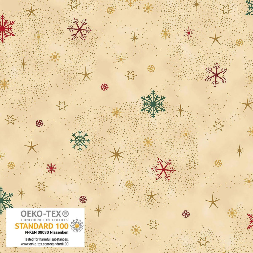 Stof Christmas - Beige w/Metallic Gold Curation - Precuts - Charm Pack - 5" Squares - 100% Quilting Cotton - 42ct