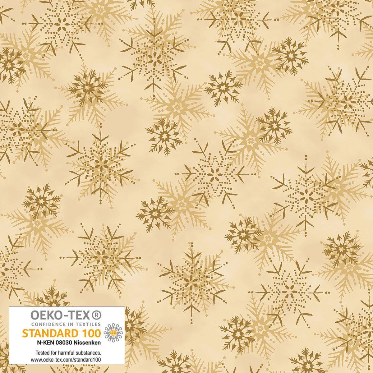 Stof Christmas - Beige w/Metallic Gold Curation - Precuts - Charm Pack - 5" Squares - 100% Quilting Cotton - 42ct
