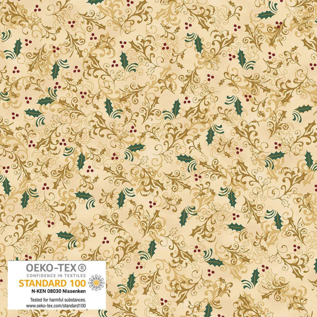 Stof Christmas - Beige w/Metallic Gold Curation - Precuts - Charm Pack - 5" Squares - 100% Quilting Cotton - 42ct