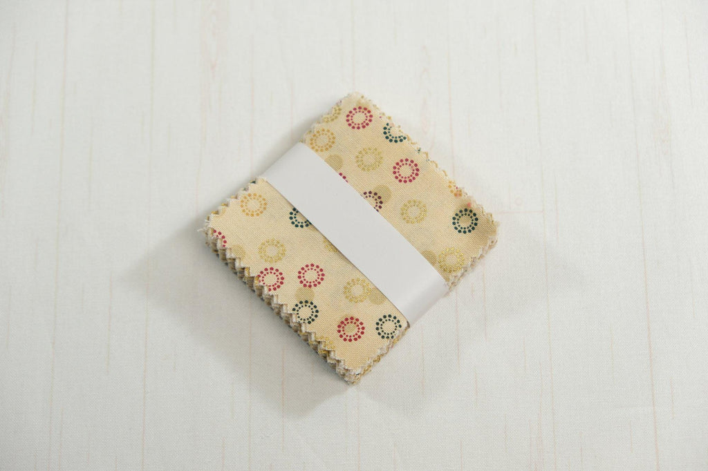 Stof Christmas - Beige w/Metallic Gold Curation - Precuts - Mini Charm Pack - 2.5" Squares - 100% Quilting Cotton - 42ct