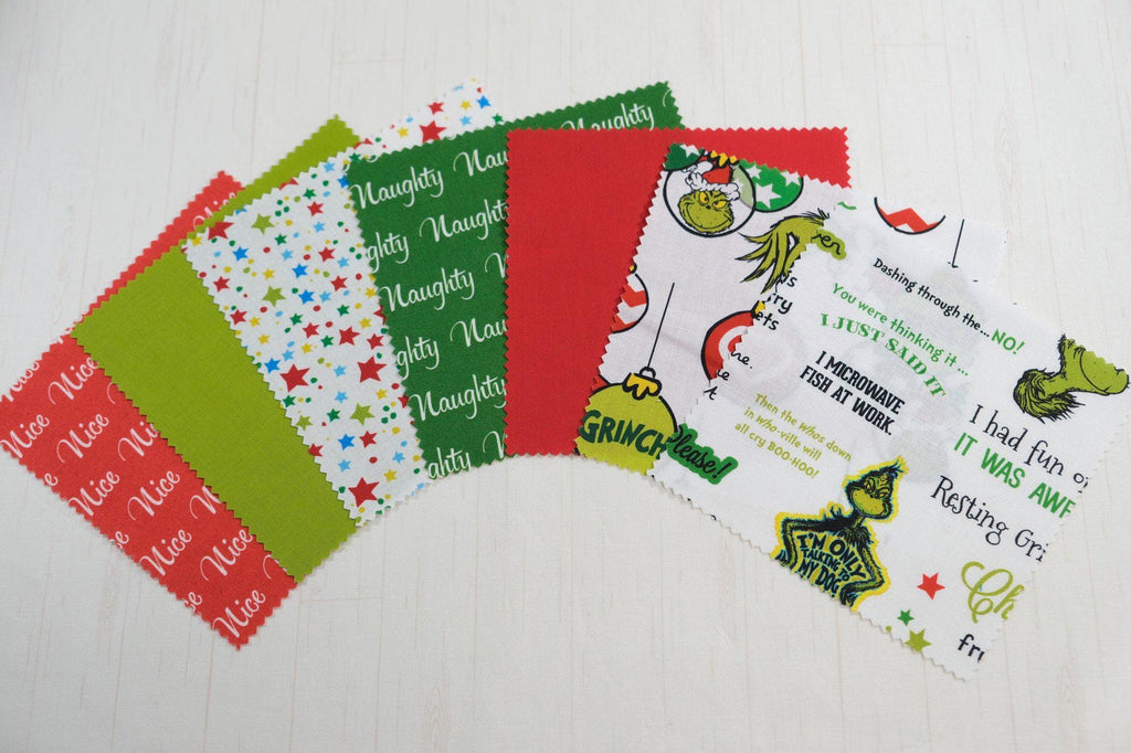 How the Grinch Stole Christmas - Naughty or Nice Curation - Precuts - Charm Pack - 5" Squares - 100% Quilting Cotton - 42ct