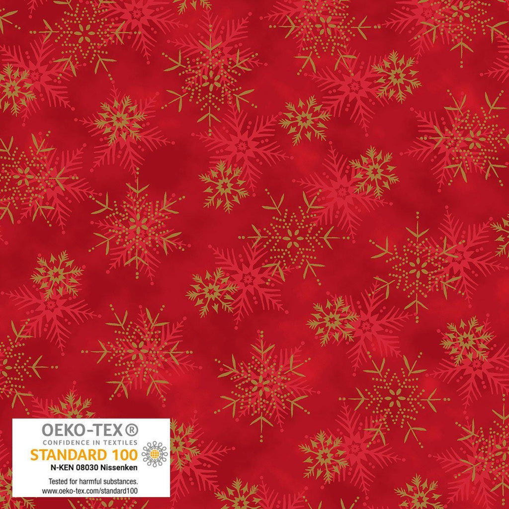 Stof Christmas - Red w/Metallic Gold Curation - Precuts - Charm Pack - 5" Squares - 100% Quilting Cotton - 42ct