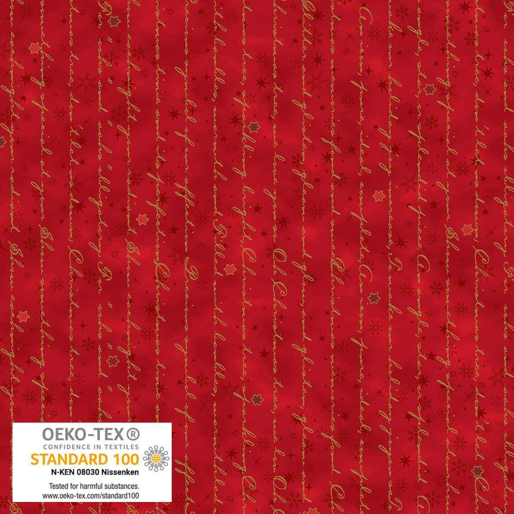 Stof Christmas - Red w/Metallic Gold Curation - Precuts - Charm Pack - 5" Squares - 100% Quilting Cotton - 42ct