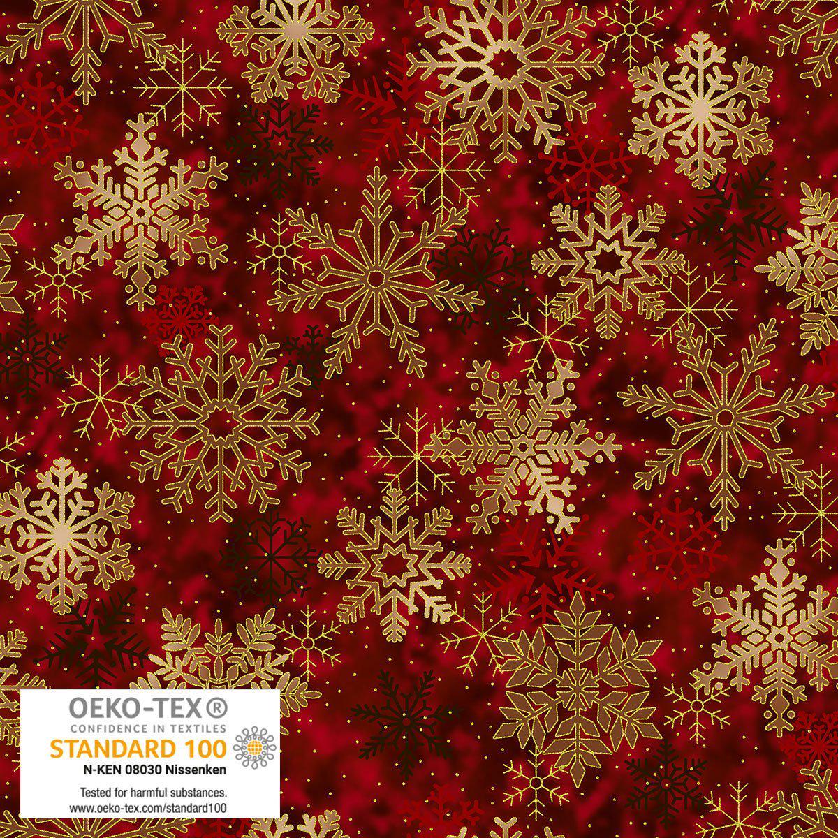Stof Christmas - Red w/Metallic Gold Curation - Precuts - Mini Charm Pack - 2.5" Squares - 100% Quilting Cotton - 42ct