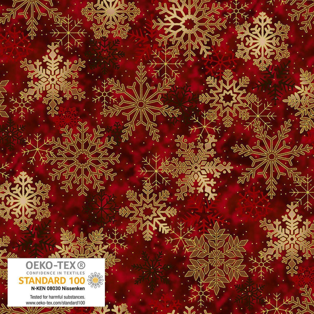 Stof Christmas - Red w/Metallic Gold Curation - Precuts - Charm Pack - 5" Squares - 100% Quilting Cotton - 42ct