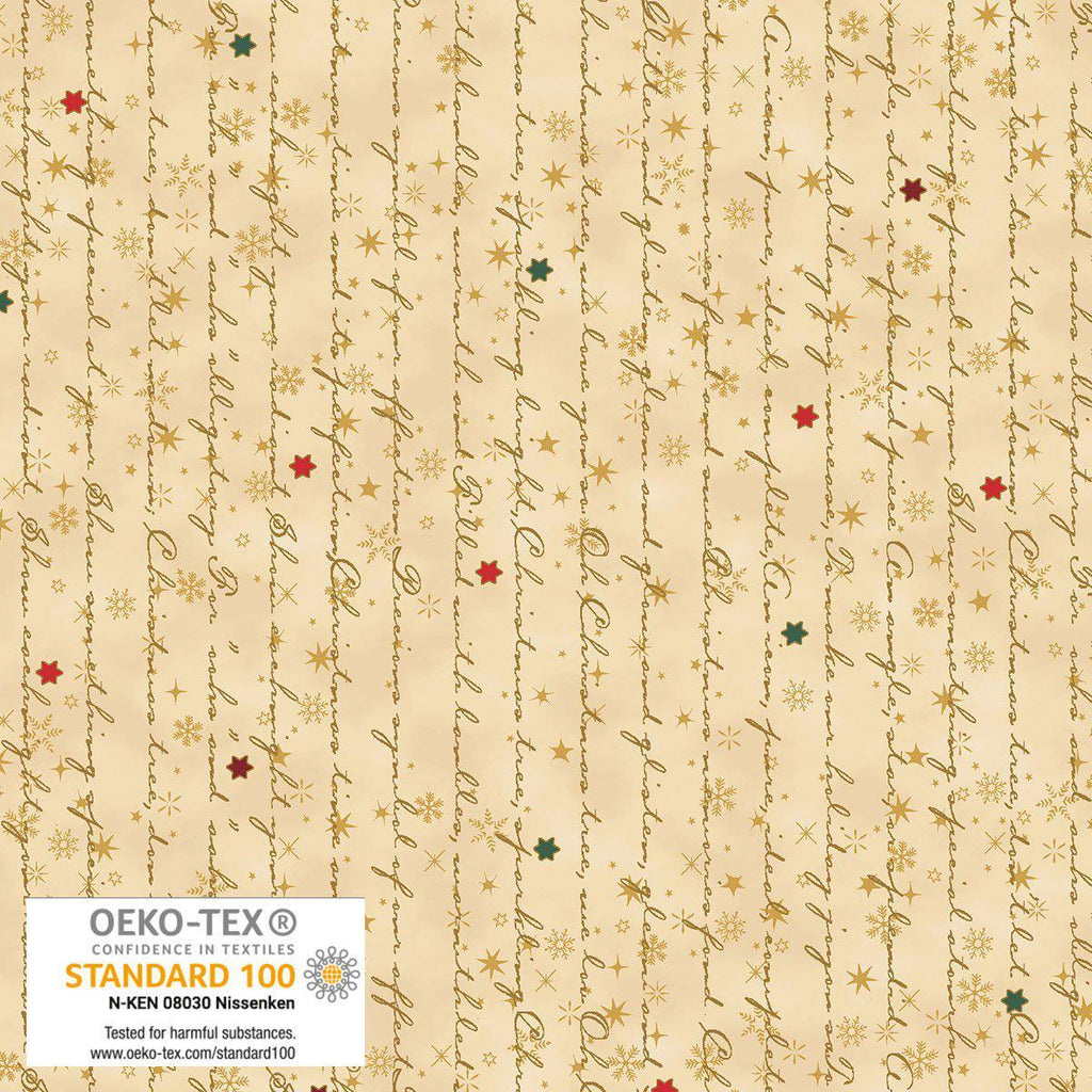 Stof Christmas - Beige w/Metallic Gold Curation - Precuts - Charm Pack - 5" Squares - 100% Quilting Cotton - 42ct