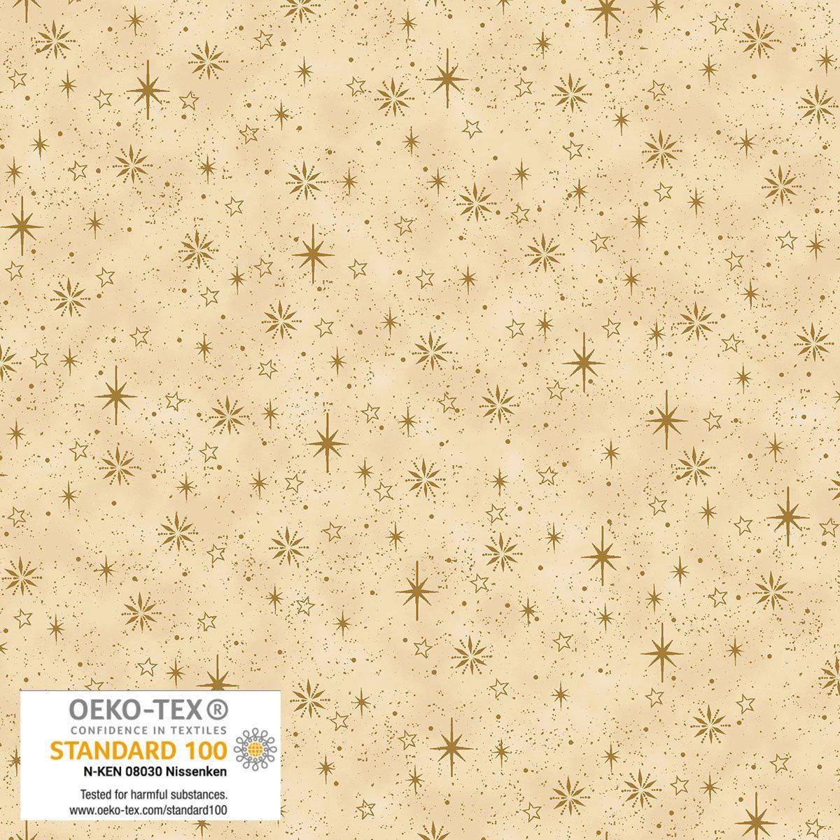 Stof Christmas - Beige w/Metallic Gold Curation - Precuts - Mini Charm Pack - 2.5" Squares - 100% Quilting Cotton - 42ct